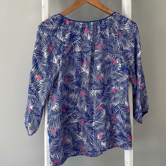 VINEYARD vines 100 silk palm floral embroidered pullover top size small - Picture 7 of 8